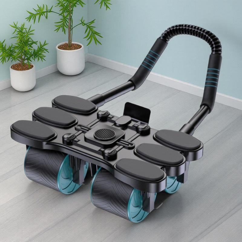 Ab Roller Wheel - 四輪腹筋強化ホイール自動リバウンドスリミングベリーフラットサポート腹筋トレーニングデバイスアブローラー