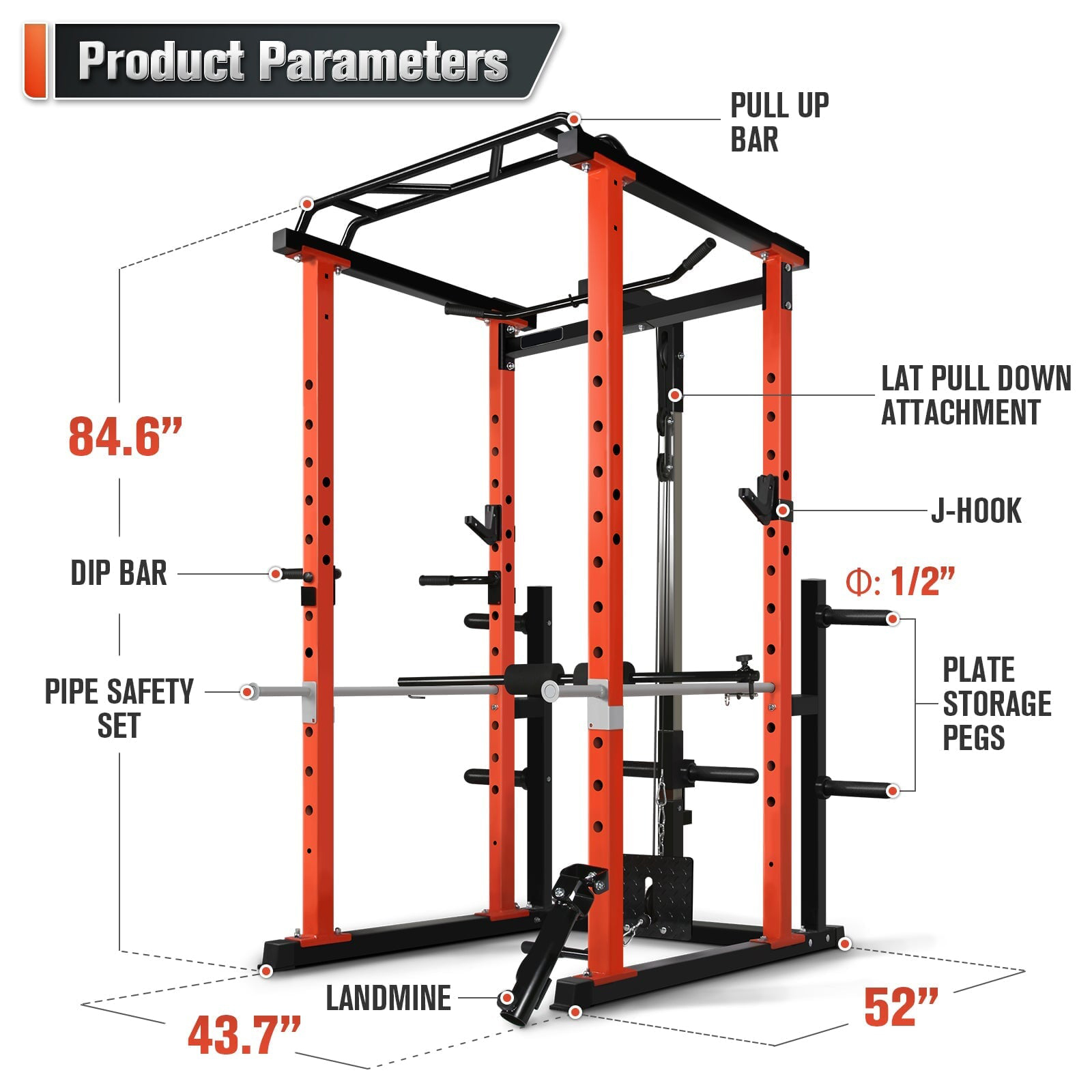 Home Gym Machine - 業務用多機能パワーケージホームジム（プルダウンシステム、スクワットラック、筋力トレーニングマシン、スポーツフィットネス付き）