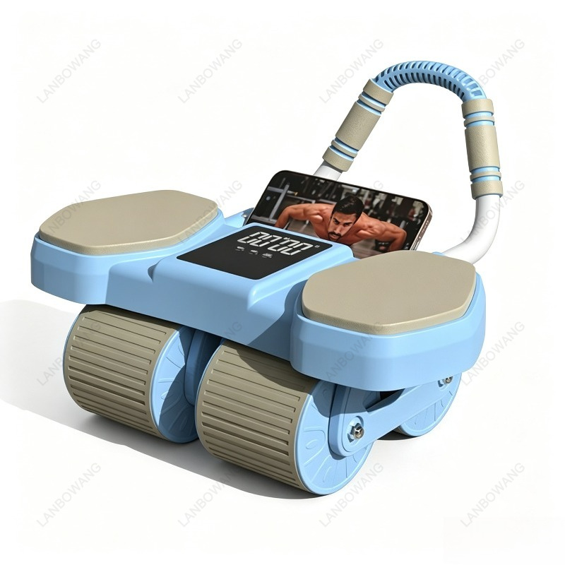 Ab Roller Wheel - スマート4輪オートリバウンドアブローラー、ダブルエルボーサポート付き、男女兼用、腹筋トレーニング、ホームフィットネスギア
