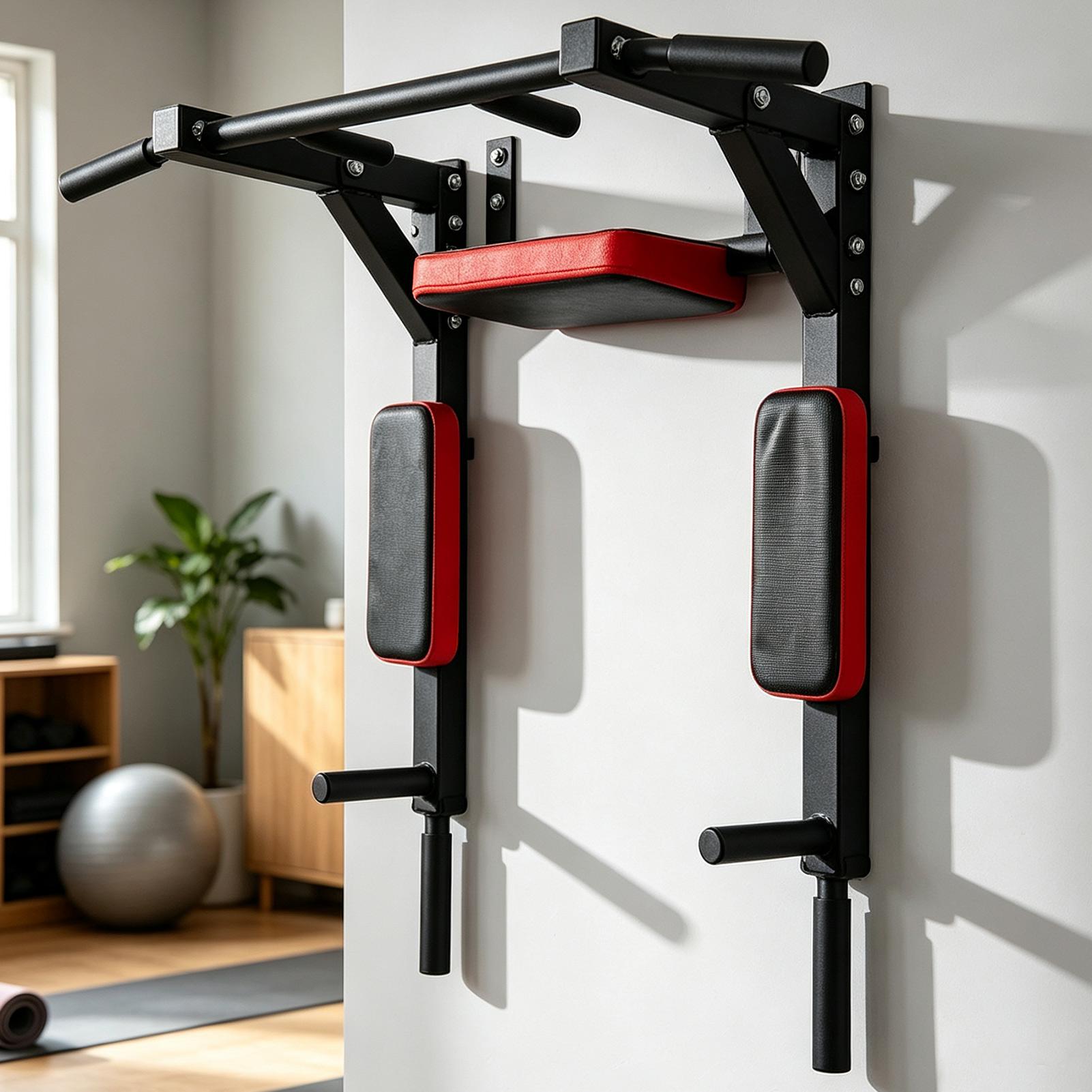 Home Gym Hack - 壁掛け式懸垂バー フィットネス水平バー 多機能ディップススタンド アイレット付き 耐荷重200kg ジムアクセサリー用