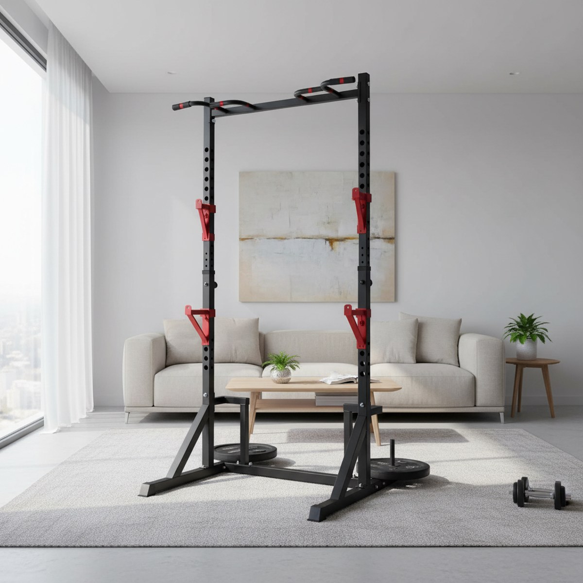 調整可能なパワーラック、懸垂バー付きホームジムスクワットスタ - Home Gym Equipments のレビューと価格