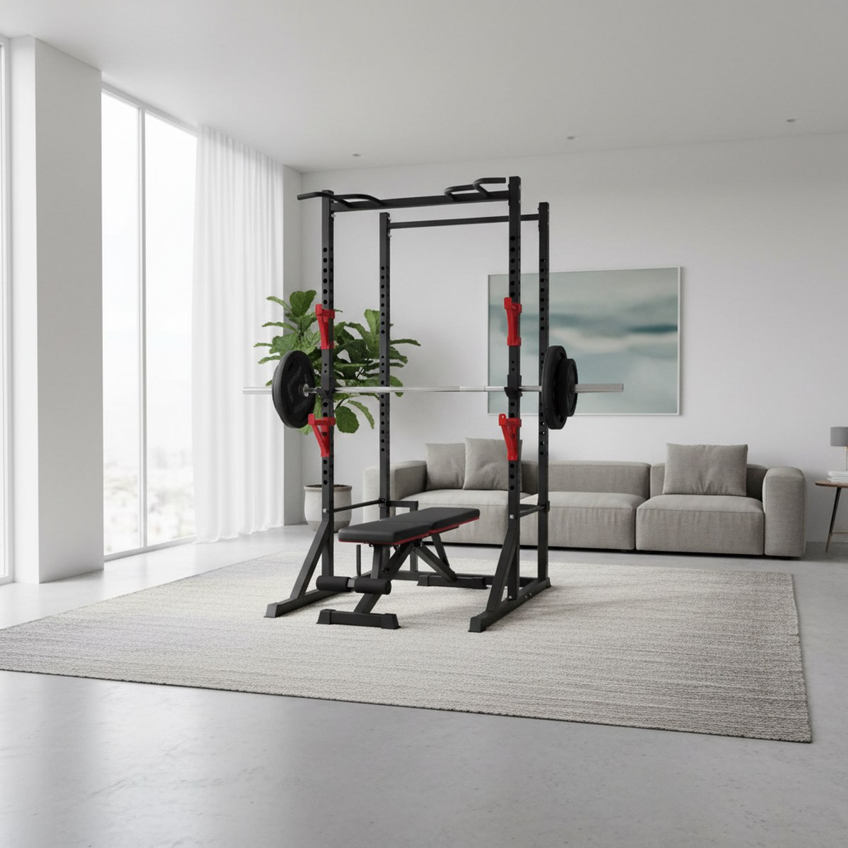 調整可能なパワーラック、懸垂バー付きホームジムスクワットスタ - Home Gym Equipments のレビューと価格