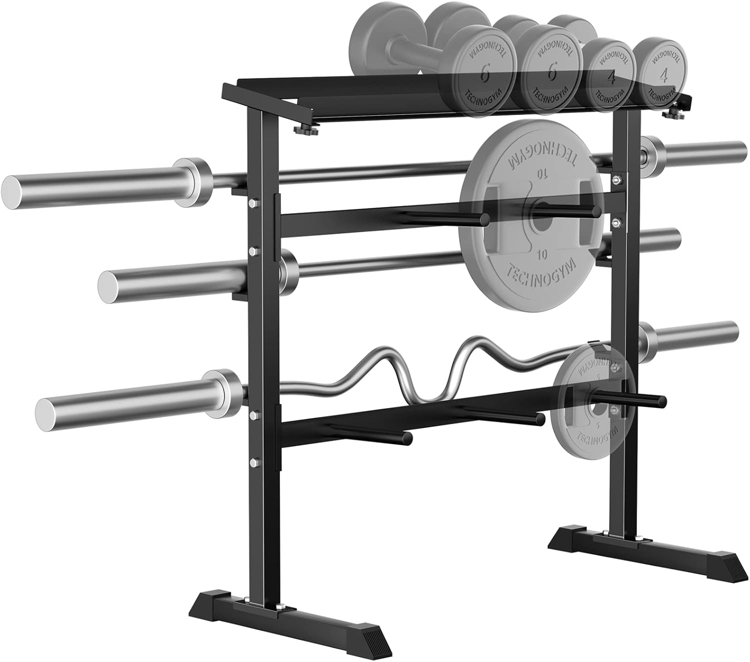 ホームジム筋力トレーニングウェイト収納ラック - 金属製、黒 - Home Gym Gym のレビューと価格