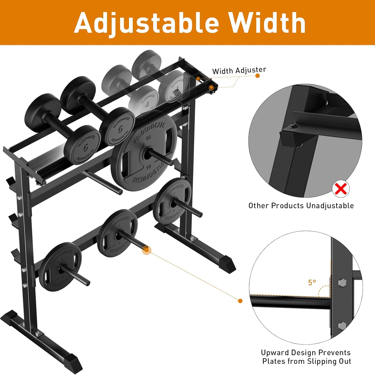 ホームジム筋力トレーニングウェイト収納ラック - 金属製、黒 - Home Gym Gym のレビューと価格