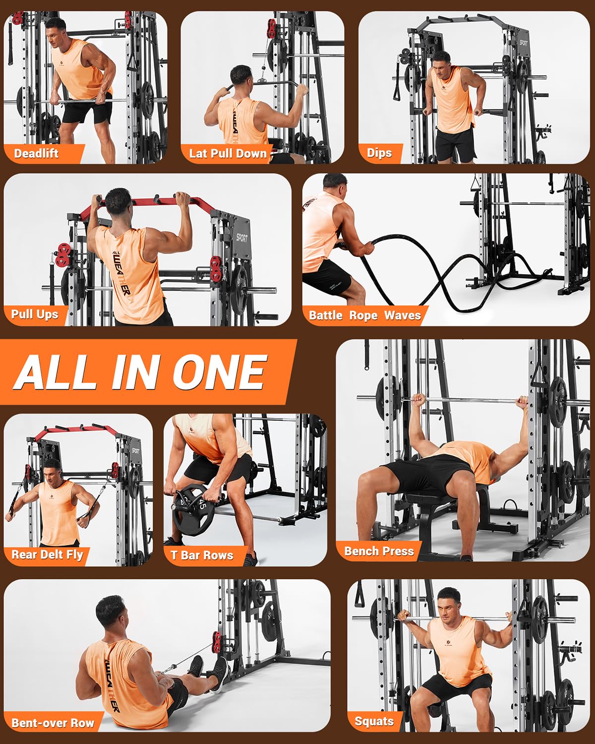 オールインワンスミスマシンホームジム、2200ポンド耐荷重ス - Home Gym All In One のレビューと価格