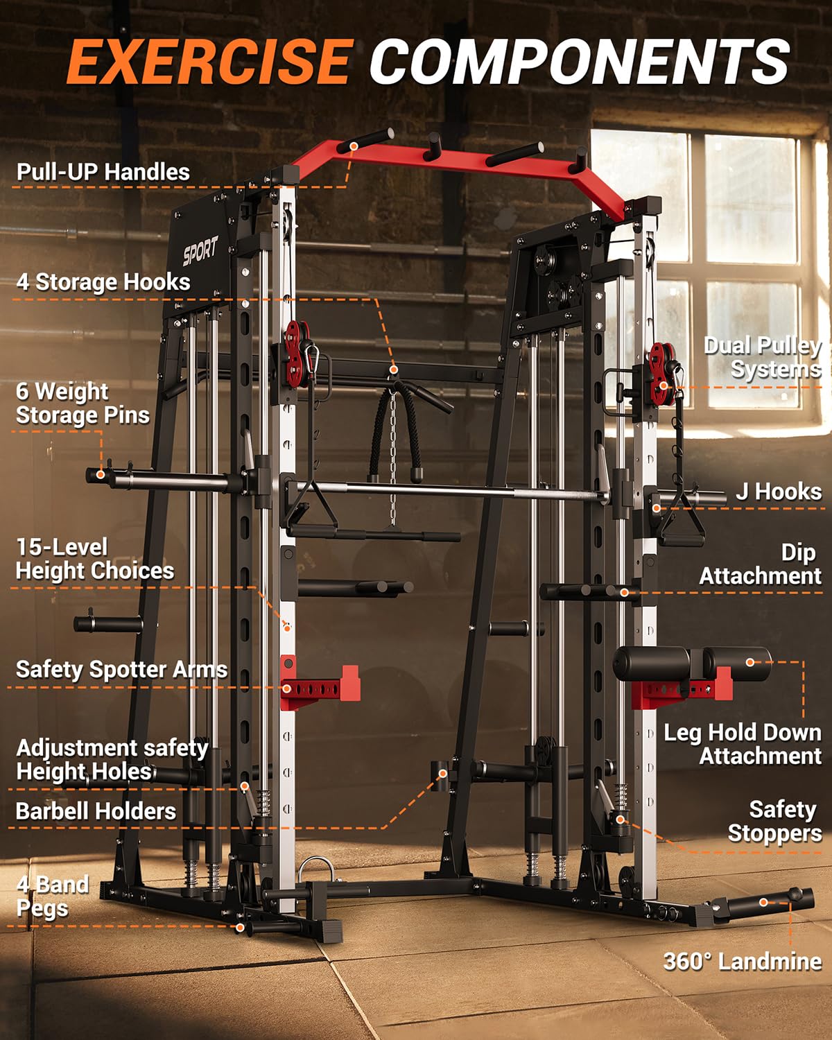 オールインワンスミスマシンホームジム、2200ポンド耐荷重ス - Home Gym All In One のレビューと価格