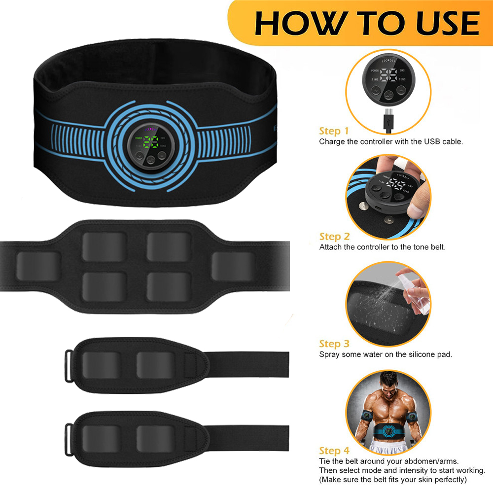 USB 充電式腹筋トレーナー腹部調色ベルト筋肉トナーウエスト - Home Gym Hack のレビューと価格