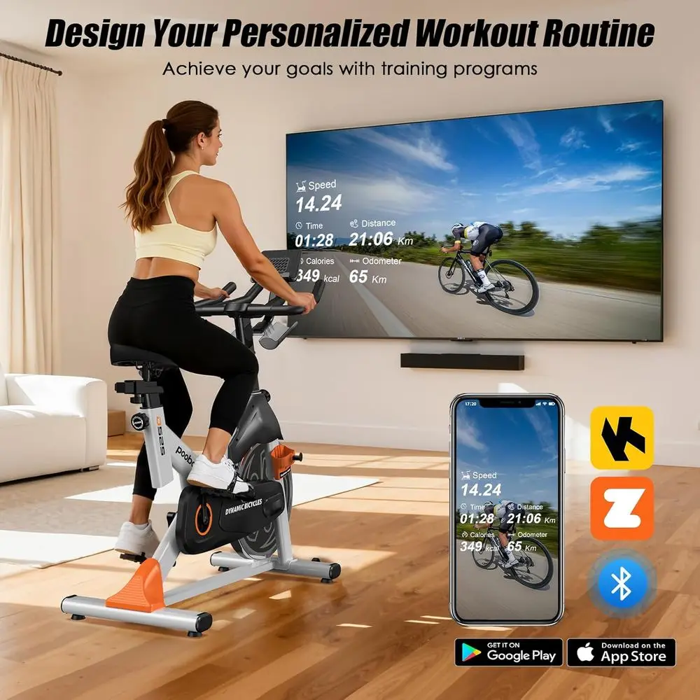 アプリ付き静音磁気エクササイズバイク、耐荷重350ポンド、L - Home Gym App のレビューと価格