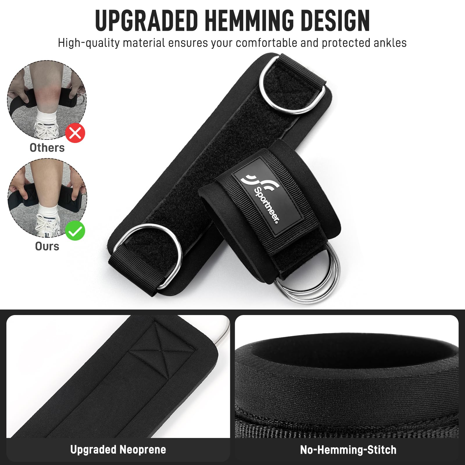 Sportneer 調節可能なアンクルストラップ 1 ペア  - Home Gym All In One のレビューと価格
