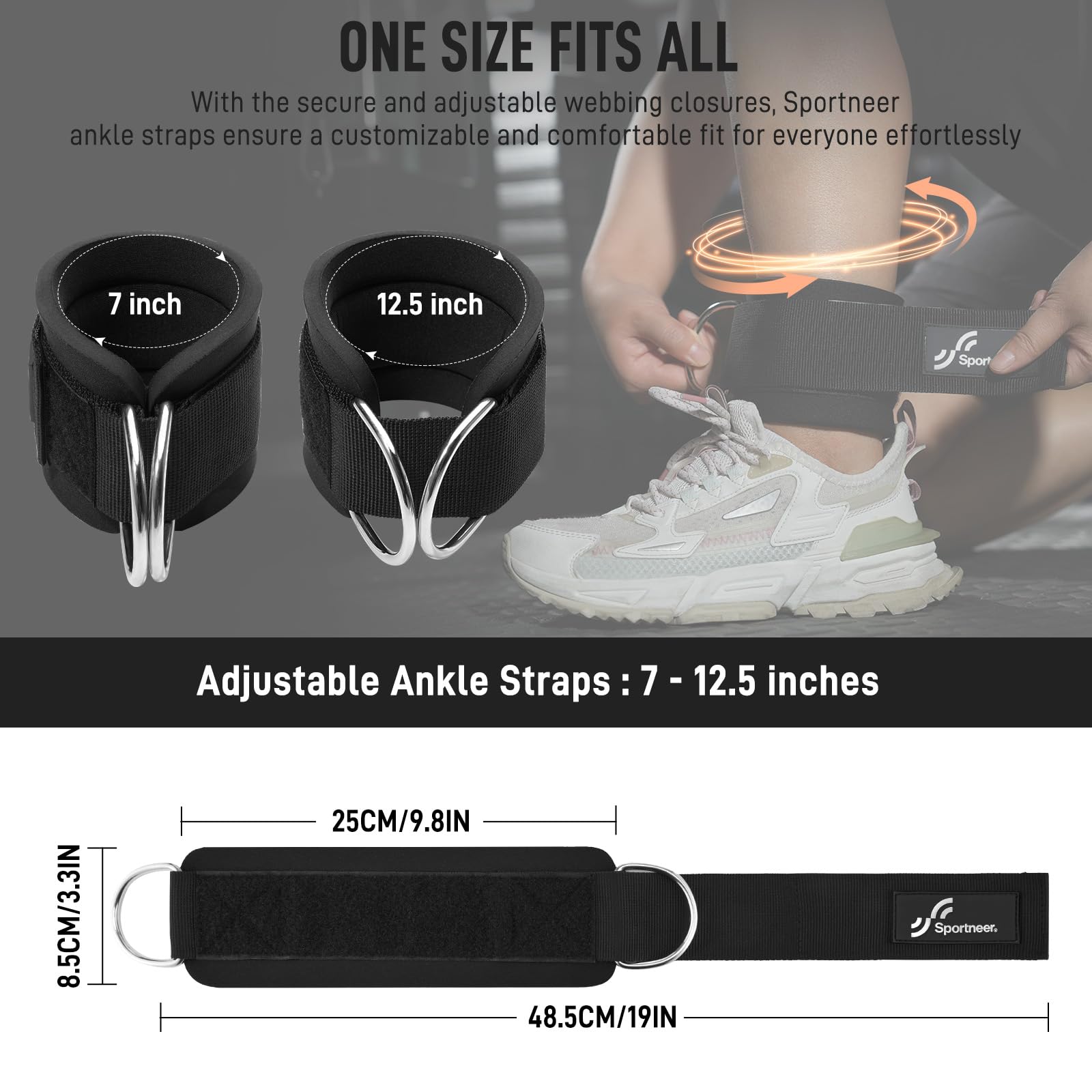 Sportneer 調節可能なアンクルストラップ 1 ペア  - Home Gym All In One のレビューと価格