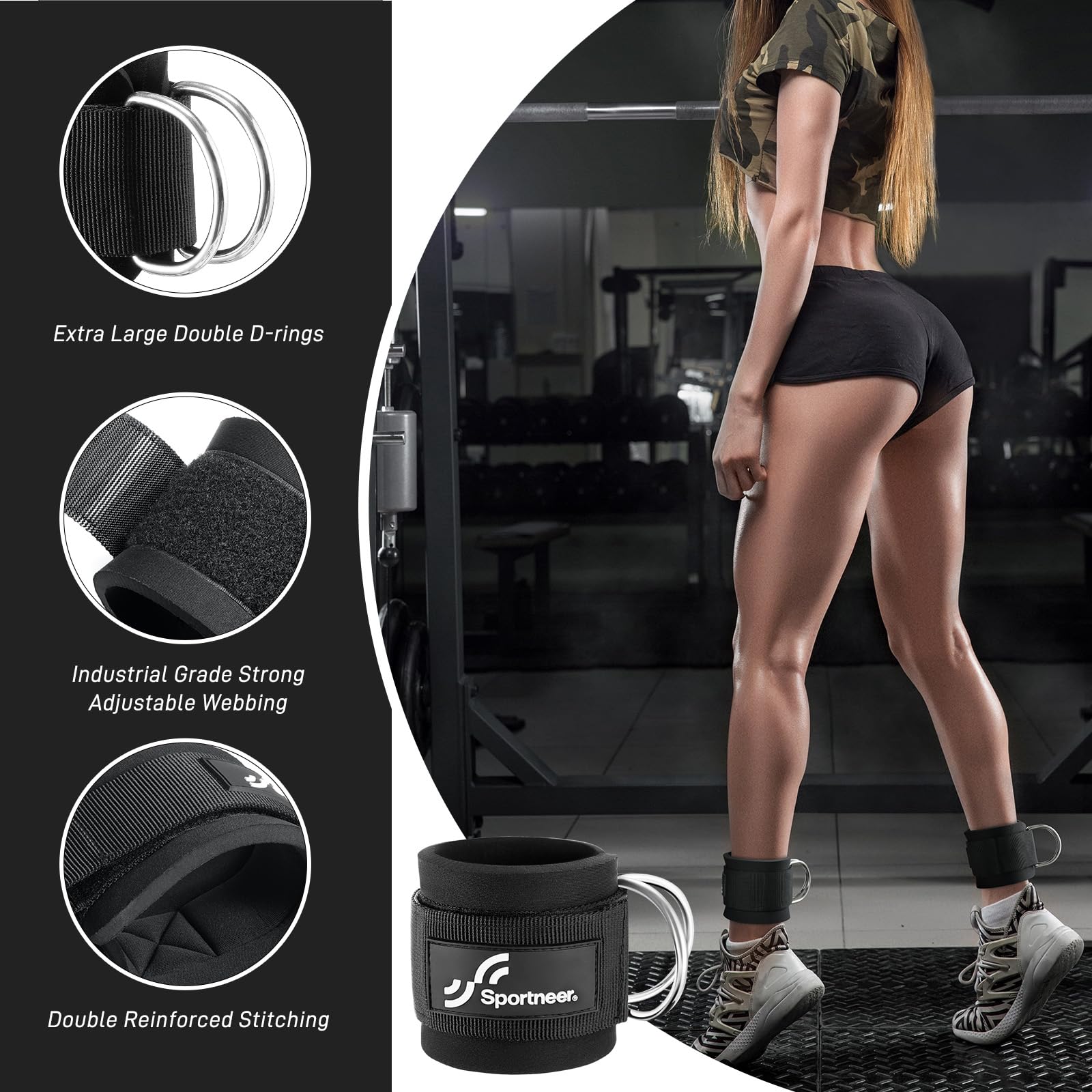Sportneer 調節可能なアンクルストラップ 1 ペア  - Home Gym All In One のレビューと価格