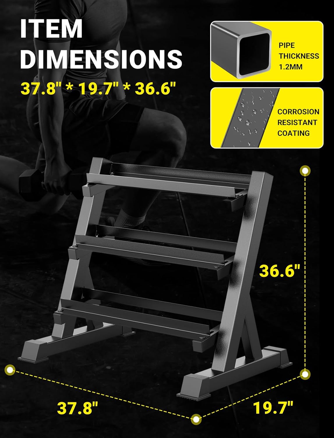 ホームジムダンベルラック、3段＆5段、コンパクト、耐荷重11 - Home Gym Gym のレビューと価格